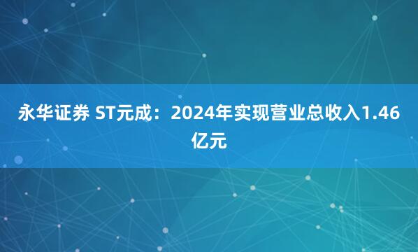 永华证券 ST元成：2024年实现营业总收入1.46亿元