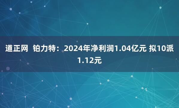 道正网  铂力特：2024年净利润1.04亿元 拟10派1.12元