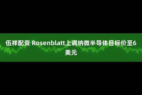 伍祥配资 Rosenblatt上调纳微半导体目标价至6美元